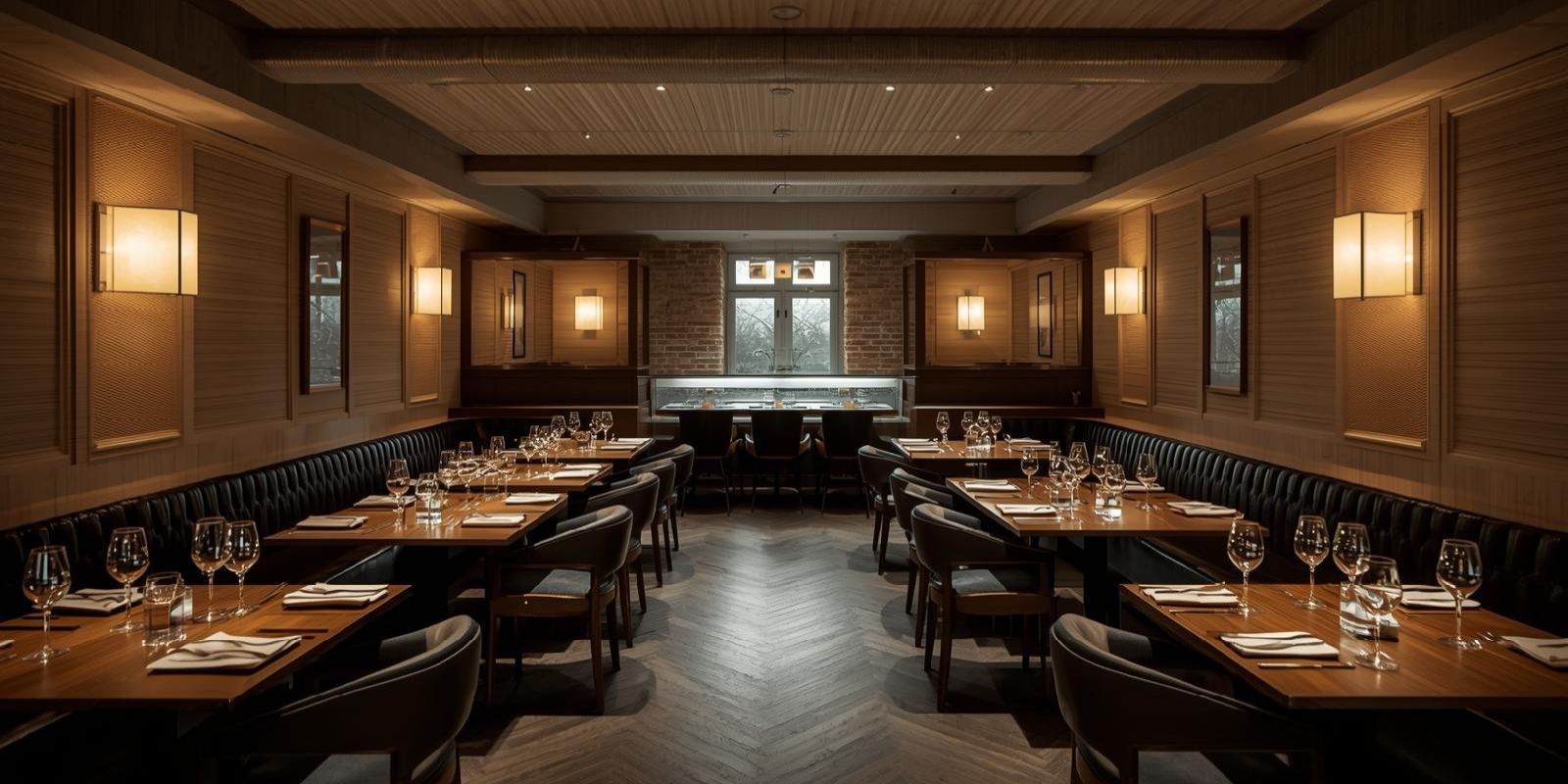 Nowoczesne wnętrze restauracji w Brzesku z eleganckimi stolikami i spokojną atmosferą sprzyjającą spotkaniom