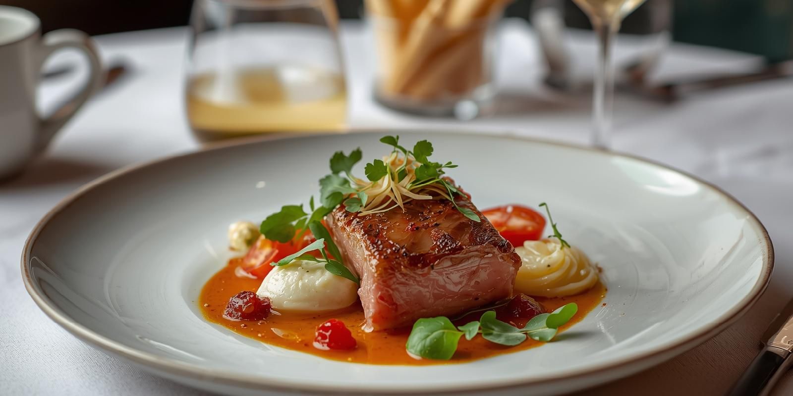 Smaczny obiad podany w restauracji w Brzesku, nowoczesna kuchnia i estetyczne podanie dania